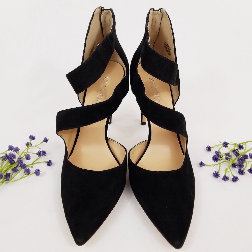 NWOT NINE WEST ARELIA Black Suede Heels Size 8.5 M